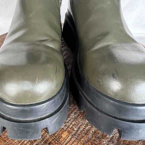 Zara Boots Womens 8 Brown Leather Ankle Lug Soles Round Toe Elastic Side Panels - Picture 7 of 13